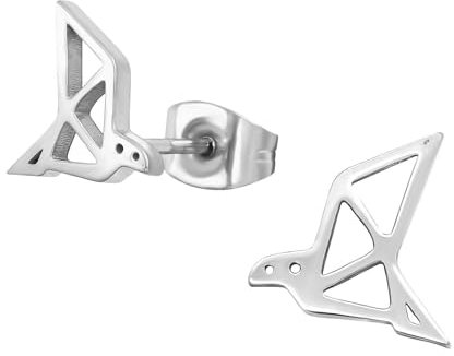Monkimau Origami Vogel Kinder Ohrringe Chirurgenstahl | Edelstahl Hypoallergen Kinderohrringe | Mädchen Schmuck Geschenk Geschenkidee