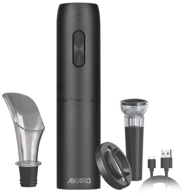AIKARO - Electric Wine Bottle Opener Automatic Corkscrew, Rechargeable (Set A)