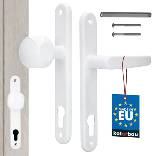 KOTARBAU® Drücker-Knauf 90 mm Türklinke Weiß Türgriff PZ Langschild Garnitur Türknauf Drückergarnitur Zimmertür Türbeschlag Türbeschläge Innentüren Türdrücker Türdrückergarnitur Aluminiumeinsatz