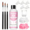 Slip Solution Acrygel, Slip Solution Polygel Kit, 75ML Anti-Stick Slip Solution per Poly Gel Nails, Contiene 3 Pennelli, 1 Tazza di Cristallo, 100 Fogli di Pulizia, 5 Clip per Manicure