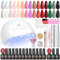 PEACECOLOR 31PCS Kit Semipermanente Unghie, 15 Colori 8ML Smalti in Gel per Unghie con Lampada, Base e Top Coat con Strumenti per Unghie Manicure