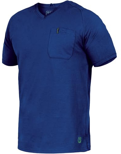 Leibwächter Flex-Line Herren Arbeitsshirt mit Brusttasche – Kornblau – Gr. XS – Relaxed Fit Shirt Baumwolle – T-Shirt mit V-Ausschnitt – Antibakteriell und Antipilling