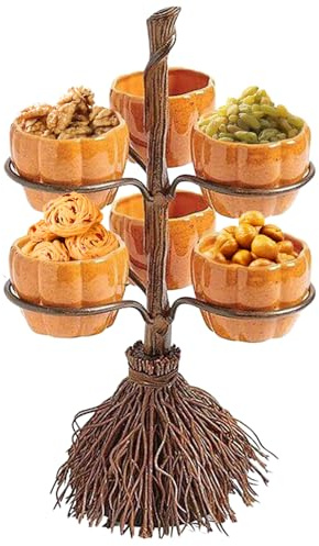 Vjeybv Halloween Snack Bowl Stand | Resin Pumpkin Snack Holder Bowl - Treat Dish for Serving Snacks Salad Dessert Halloween Party Supplies Home Decoration