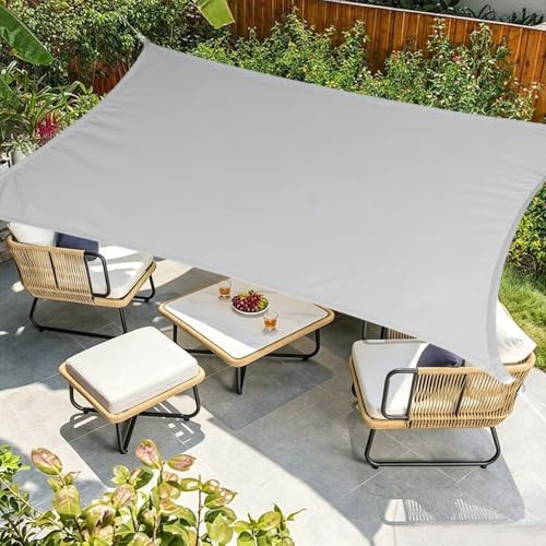 Sonnensegel, Rechteck 3×4 m, 420D Oxford Stoff, wasserdicht, UV-Schutz | senkt die Temperatur, robust und reißbeständig, für den Balkon Garten Terrasse geeignet, grau