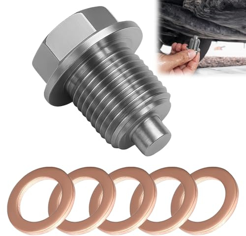 Ebksqs Magnetische Ölablassschraube M14x1.5 – Magnet-Ölablassschraube, Edelstahl, mit Dichtung, für Ölwanne, Universal