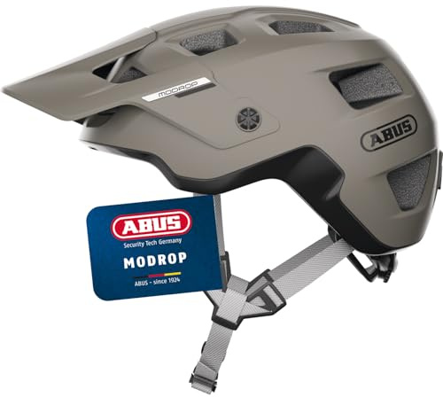 ABUS MTB-Helm MoDrop, Grau, S | In-Mold-Verfahren, Verstellsystem, Goggle-Halterung, Zopf-Öffnung