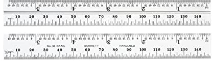 Starrett CB150–36 Kombinationswinkel Klinge mit Zoll und Millimeter Graduierung, Sets schräg und Winkelmesser, 19 mm Breite, 2 mm Stärke, 150 mm Größe
