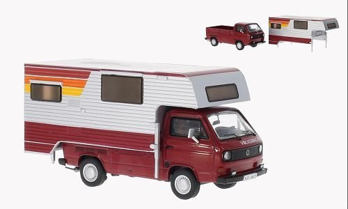 VW T3a Pritschenwagen, rot/silber, Tischer-Camping, 0, Modellauto, Fertigmodell, Premium ClassiXXs 1:43