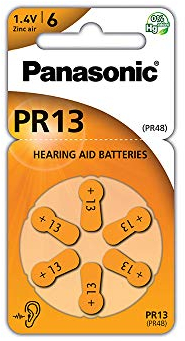 Panasonic PR13 Zink-Luft-Batterien für Hörgeräte, Typ 13, 1.4V, Hörgerätbatterien, 6 Stück, orange