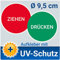 2er Set PVC-Aufkleber Türschild Drücken und Ziehen (einzeln), Ø 9,5 cm, mit UV-Schutz Outdoor geeignet, Hinweisschild Folie