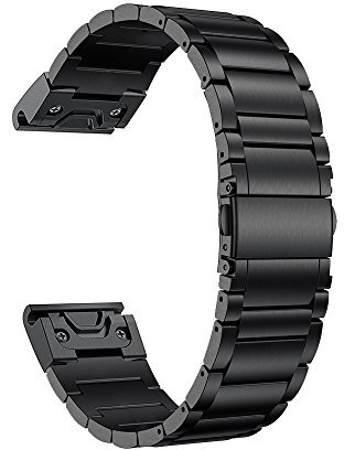 Ldfas Fenix 5 Band, terapia magnetica Quick Release Easy Fit 22 mm in acciaio INOX fascette metalliche per Garmin Fenix 5/5 Plus/Forerunner 935 Smartwatch Metal-A:Black