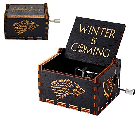 Funmo Mano Pura Juego de Tronos Clásico Caja de Música Mano Caja de Música de Madera Artesanía de Madera Creativa Mejores Regalos