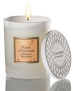 Collines de Provence C0108FOR Bougie parfumée Fleur d'oranger, Transparent, 6,8 cm x 6,8 cm x 9,4 cm