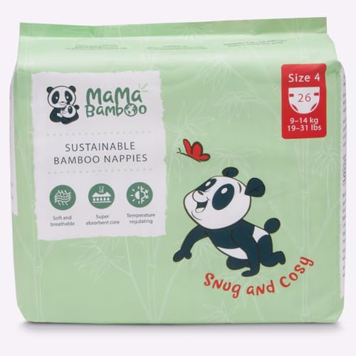 Mama Bamboo Eco biologisch abbaubare Windeln, Größe 4, luxuriös, chlorfrei, hypoallergen