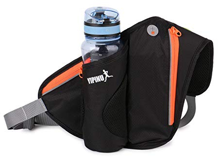 FANDARE Bauchtasche für Trinkflasche Gürteltasche Brusttasche Unisex Sport Trinkgürtel Sling Bag für Joggen Fahrradfahren Reise Laufen Trinkgürtel Hüfttasche Damen Herren Wasserdicht Nylon Schwarz