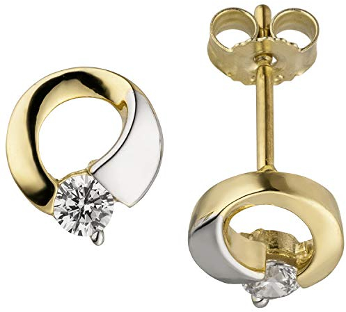 Jobo Damen-Ohrstecker aus 8 Karat 333 Gold Bicolor mit Zirkonia