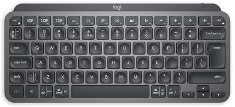 Logitech MX Keys Mini minimalistische kabellose beleuchtete Tastatur, kompakt, Bluetooth, Hintergrundbeleuchtung, USB-C, kompatibel mit Apple macOS, iOS, Windows, Linux, Android, aus Metall, Anthrazit