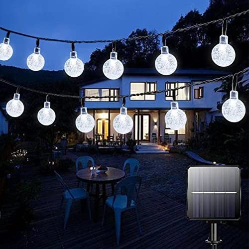 Solar lichterkette aussen, 50 LED 7M lichterkette solar lampions außen wetterfest 8 Modi Außer/Innen lampions solar außen für Garten, Bäume, Weihnachten, Hochzeiten, Partys (Klares Weiß)
