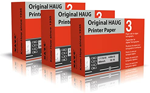 RNKVERLAG 3104 - Original HAUG Thermopapierrolle für digitale Tachographen - Original, 3 Rollen, 8 m x 57 mm, Durchmesser des Kerns 10 mm