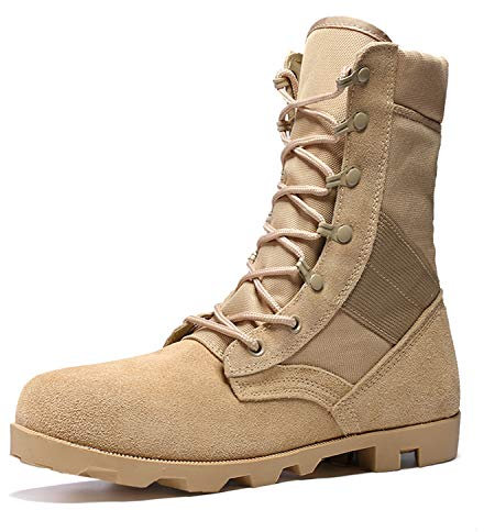 YUKTOPA Stivali da combattimento da uomo Desert Patrol Tactical Stivali militari antiscivolo impermeabili Outdoor Escursionismo Stivali da caccia Scarpe con lacci., Beige, 39 1/3 EU