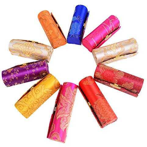 Bleiou 12-stückige Lippenstift-Etuis mit Spiegel, Blumendesign, Wasserfest, Unisex, 8,5 x 3 x 3 cm, Reise/unterwegs Make-up Aufbewahrung