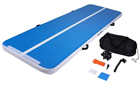 GORILLA SPORTS® Gymnastikmatte - 3m oder 5m, Aufblasbare, mit Elektrischer Luftpumpe und Tragetasche, 10cm Dicke - Trainingsmatte, Air Matte Track, Turnmatte, Tumbling Matte, Yogamatte, Fitnessmatte