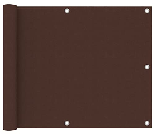 vidaXL Paravento da Balcone Tenda Schermo Protezione UV Sole Pioggia Frangivento Parasole Impermeabile Marrone 75x600 cm in Tessuto Oxford