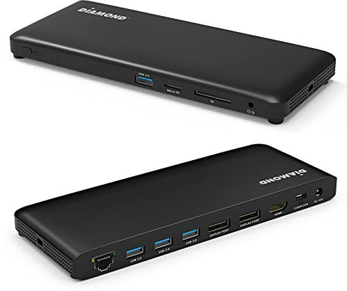 Diamond Multimedia USB-C Triple Display Docking Station with Charging Supports Windows, Mac USB Type-C and Thunderbolt 3 Type-C, 4K Monitors. x2 DisplayPort, x4 USB 3.0, HDMI, 65W PD (UDC1000)