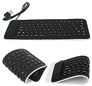 XCSSKG Mini teclado portátil USB flexible de silicona para PC, plegable, para laptop, portátil, color negro, compatibilidad para laptop, computadoras de escritorio