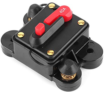 Akozon 12V‑24V DC Sicherungsautomat Sicherungshalter für Auto-Audiosystem Audio-Sicherungshalter Auto-Boot-Stereoschutz(B(40A))