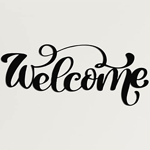 DEKADRON Art mural en métal, panneau de bienvenue en métal, décoration murale en métal, décoration d'intérieur, décoration d'intérieur, d'intérieur et d'extérieur (100 x 42 cm)