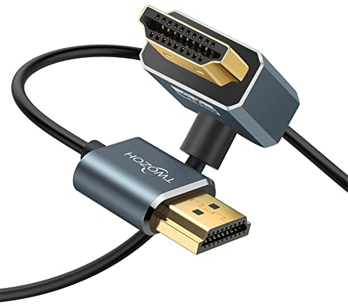Twozoh Cable HDMI en ángulo Abajo 90° Grados 0,3M, Fino Flexible Slim HDMI Cable Delgado Compatible con 3D/4K@60Hz