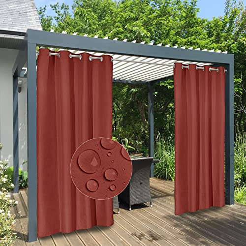 Easy-Going 100% Waterproof Outdoor Curtains 54x84 inch, Terra Red