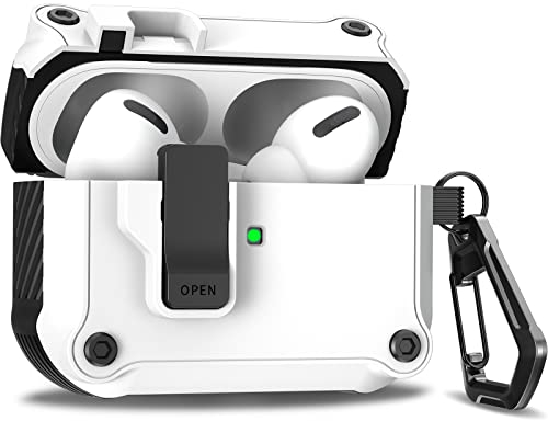 R-fun für AirPods Pro 2 Generation Hülle (Auto Pop-Up-Deckel) mit Reinigungsset, Design für Airpods Pro 2./1. Generation (2023/2022/2019), für Airpods Pro Hülle (USB-C/Lightning-Kabel),Weiß