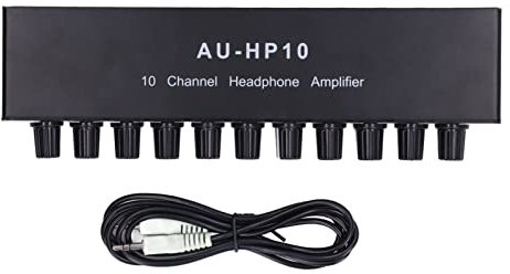 Amplificador de Audio de 1 entrada y 10 salidas, amplificador de auriculares de 10 canales, controlador divisor de Audio estéreo DC 12V 3,5mm para escenario de estudio