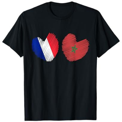 Maroc France Coeur Drapeau France Drapeau Maroc Amour Coeur T-Shirt