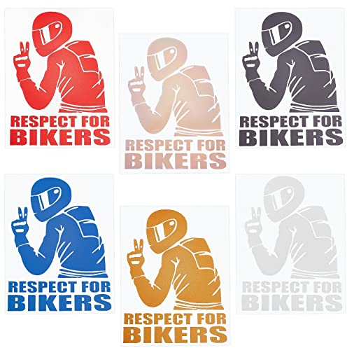 GORGECRAFT 6 Stück 15x11cm Vinyl-Autoaufkleber Bunt Respekt Für Biker Lustig Reflektierend Laser Lustig Fensteraufkleber Für Autos Lastwagen Motorräder Fahrzeug Spiegel Skateboard Tablet (Motorrad)