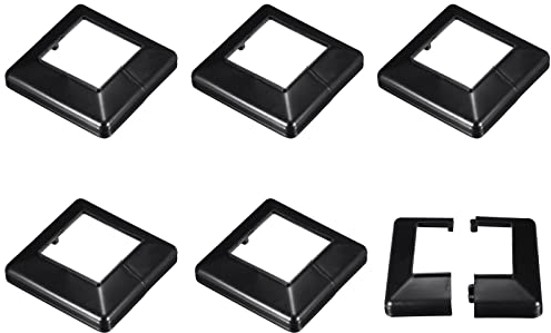 sourcing map Pfostenrock, 6 Stück, 80 x 80 mm, Kunststoff, geteilter Stil, Pfostenboden, Verkleidung für Zaun, Treppen, Handlauf, Geländer, Veranda