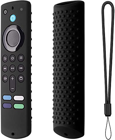 2022 Fernbedienungshülle kompatibel für Fire TV Stick (3. Generation) dritte Generation, Fernbedienungsschutzhülle Silikon staubdichter Hüllenschutz mit Lanyard (schwarz)
