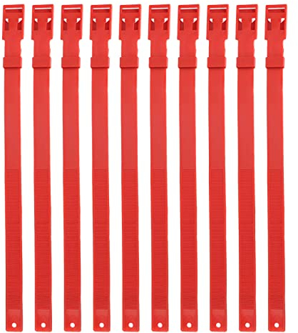 10 Stück Schafhalsbänder, Ziegenhalsbänder, Verstellbares PU-Halsbandset, Anti-Lost-Bronze-Halsband für Kleine Nutztiere, Ziegen, Schafe, Kühe (Rot)