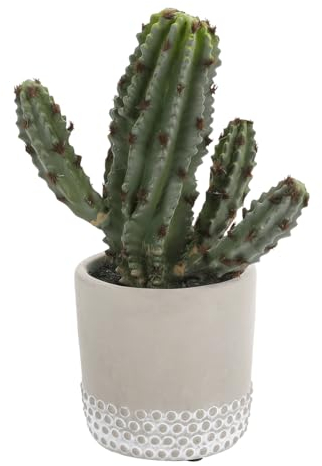 Deco Woerner Künstlicher Kaktus im grauen Topf 24 cm Kunstpflanze Deko Kaktus künstlicher Kaktus