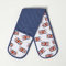 HOMESCAPES Pure Cotton Navy Double Oven Glove with Union Jack Design 85 x 18 cm Washable Kitchen Linen