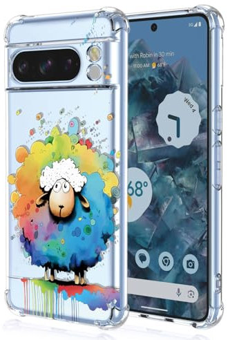 YUXING Cover Trasparente per Google Pixel 8 Pro - Custodia Protettiva Sottile in TPU Morbido Antiurto con Carino Motivo Disegno Cool (Sheep)