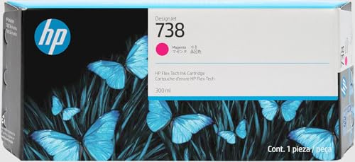 HP 738 Magenta, Original Druckerpatrone | Tinte für DesignJet, 300 ml (676M7A)