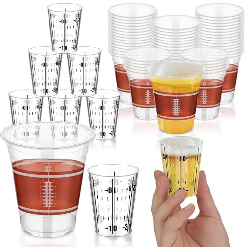 Sunnychicc 40 Pcs 16oz Football Plastic Cups and 40 Pcs 2oz Plastic Shot Glasses Disposable Football Cups Football Tumbler Football Birthday Party Supplies Tailgate Events Decorations Sports Favors
