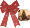 43cm Large Red Bow for Xmas Décor, 8 Warm Multicolor LEDs Lights Ribbon Double Bow, Christmas Glitter Bow for Xmas Tree Topper Ornaments Indoor Outdoor Christmas Tree Wreaths Decoration
