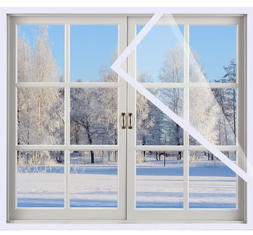Kocusu Pellicola Termica Isolante per Vetri Finestre, Pellicola Termica per Finestre Contro Antifreddo, Isolamento per Finestre in PVC, per Protezione Dal Freddo, Scalabile, Senza Urti(2 * 3m)