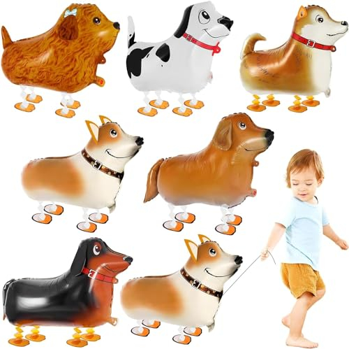 Walking Tier Folienballons, 6pcs Hund Folienballon, Helium Ballon Hund Walking, Ballon Welpe, Geeignet für Hunde-Themenpartys, Kindergeburtstagsparty-Dekorationen