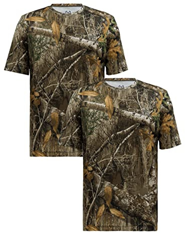 Realtree Men's 2 Pack Short Sleeve Performance Tees, Realtree Edge Camo, X-Large