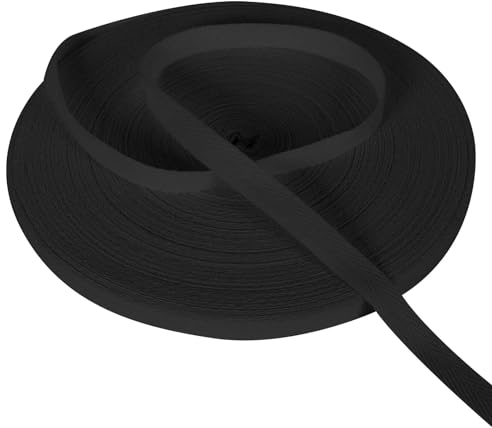 Sangle Couture Ruban De Biais 50m x 1,2 cm, Sangles en Coton à Chevrons Cordons à Chevrons Plats en Coton Sangle Coton Pour DIY Craft Travaux Manuels Couture Loisirs Créatifs (Noir)